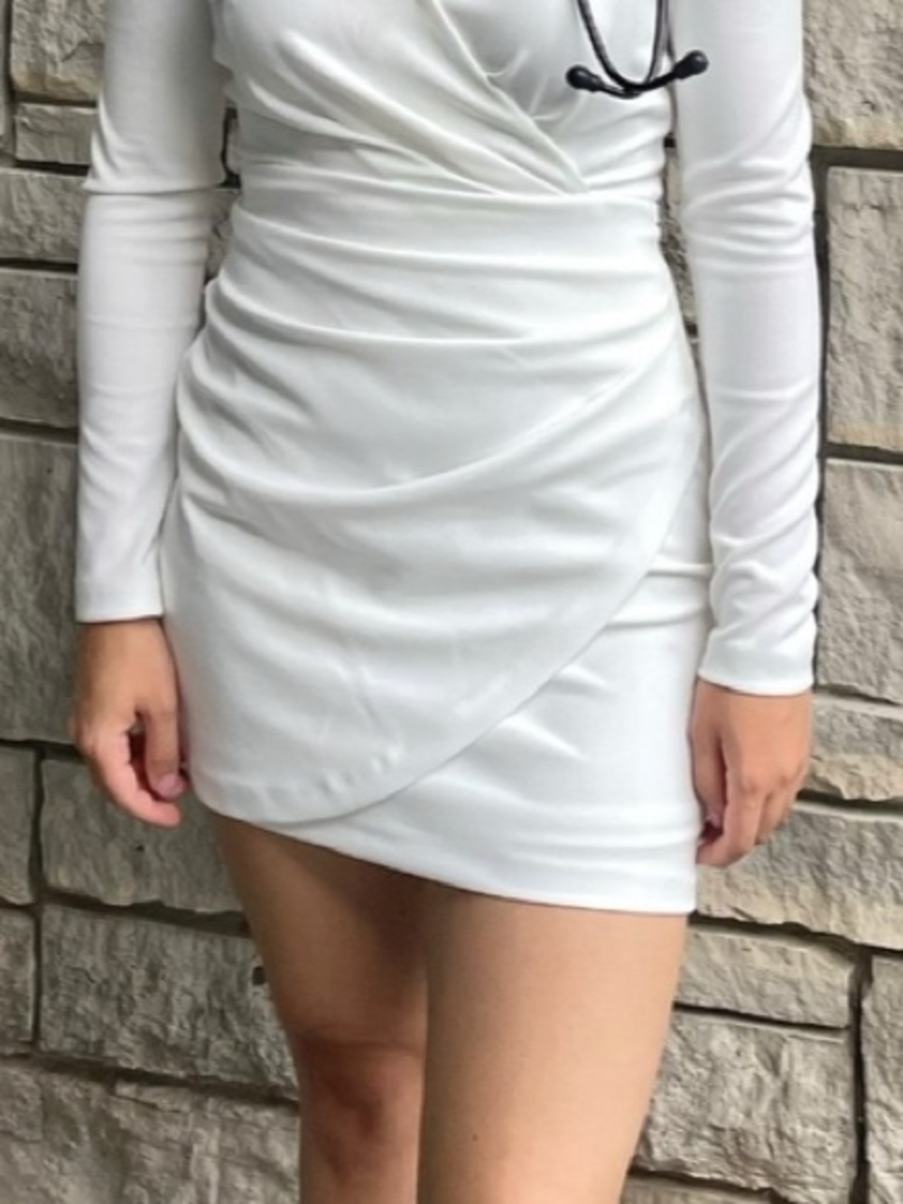 ZARA Cream Wrap-Style Long Sleeve Mini Dress